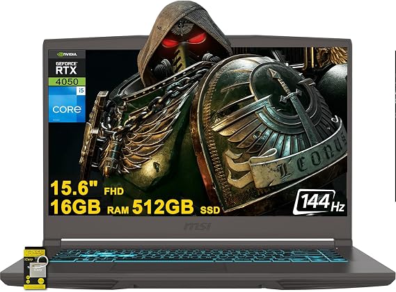 MSI Thin 15 Gaming Laptop 15.6" FHD IPS 144Hz Intel 8-core i5-13420H (>i7-11800H) 16GB RAM 512GB SSD GeForce RTX 4050 USB-C Backlit Win11 w/ICP Hub