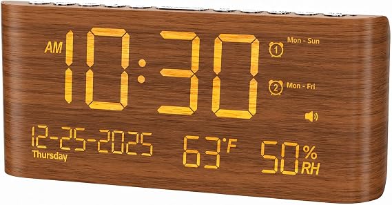 Mesqool Digital Alarm Clock with Temperature & Humidity