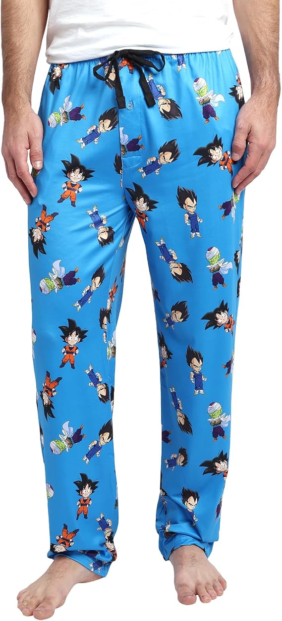 Dragon Ball Z Super Saiyan Heroes AOP Men's Light Blue Sleep Pajama Pants
