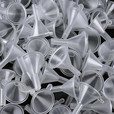 50PCS Mini Funnel for Lab Bottles, Sand Art, Perfumes, Spices, Powder, Essential Oil, Recreational, Kitchen Use Food Grade Clear Plastic Small Funnels