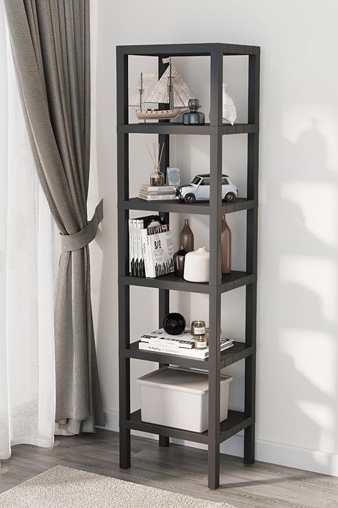 Mithra Life 6 Katlı Siyah Plastik Banyo Mutfak Rafı MIT1045