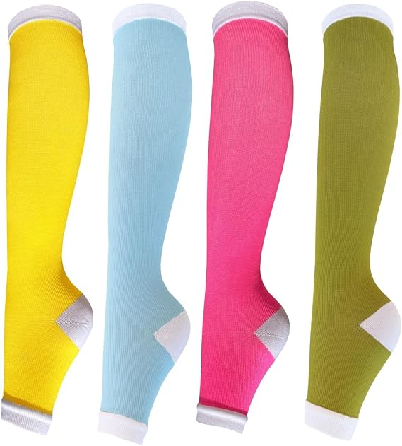Toeless Open Toe Compression Socks Compression Stockings 4 Pairs for Women and Men Circulation