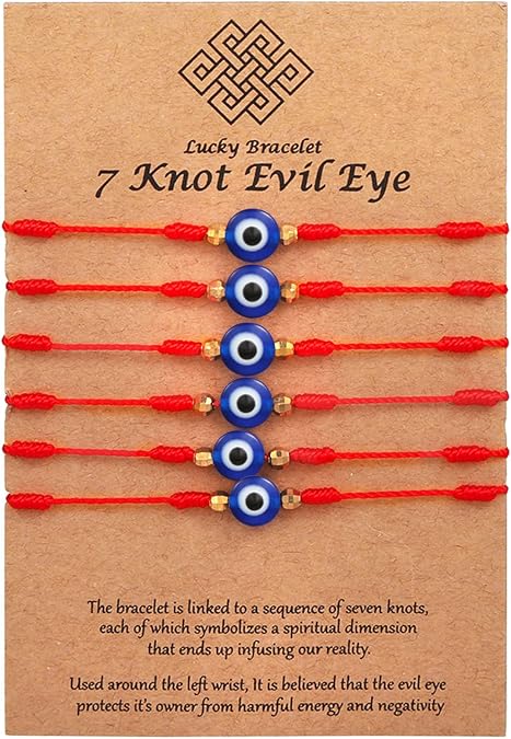 Evil Eye Bracelets 7 Knot Lucky Protection Bracelets Red Evil Eye Bracelets Pack Mal De Ojo Bracelet for Family