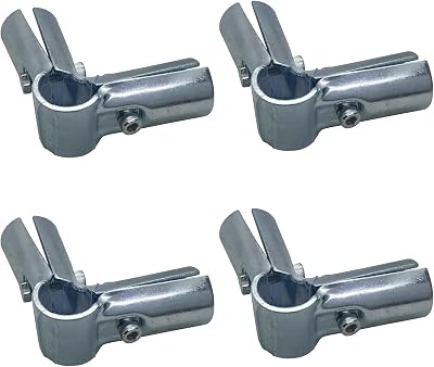 4 PCS End Rail Clamps Fit for 34 Inch EMT Conduit, 90 Degree Structural Pipe Connector Chain Link Fence Fittings, Galvanized Stainless Steel End Rail Clamps for DIY Rack, Shelf and Cart