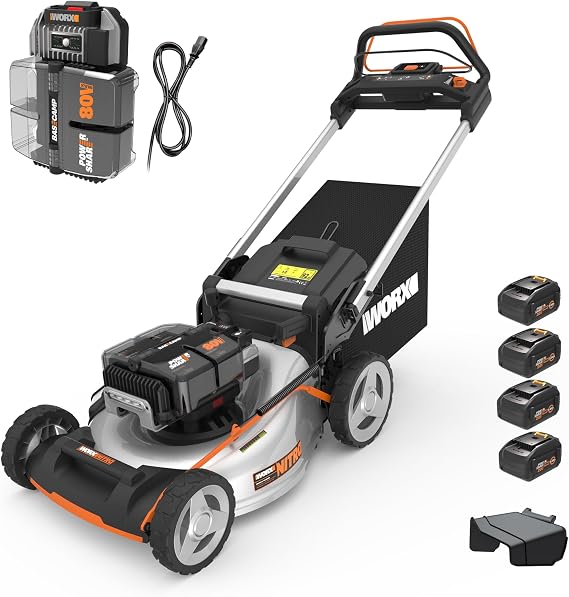 Worx Cordless Lawn Mower, 80V 21" 3-in-1 Grass Mower for 1 Acre, WG761