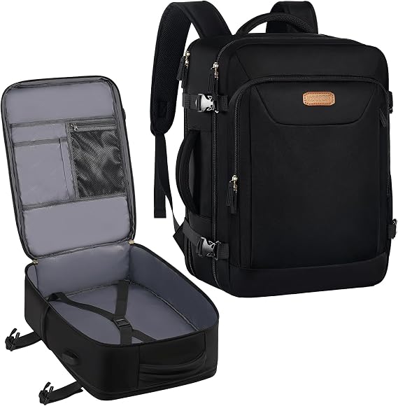 Carry on Backpack, Flight Approved Travel Backpack TSA 15.6 Inch Anti-Theft Laptop Backpack Lightweight Daypack College Weekender Overnight Bag, 16.8 * 11.4 * 7inch,Black