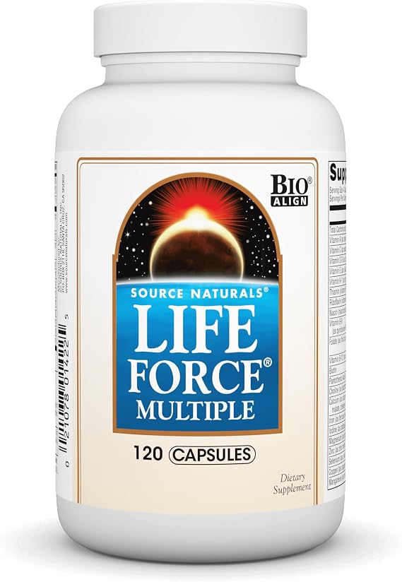 Source Naturals Life Force Multiple Daily Multivitamin - 120 Capsules | Bio-Aligned Formula - Delivering 40+ Ingredients for Foundational Nutrition | Contains Soy*