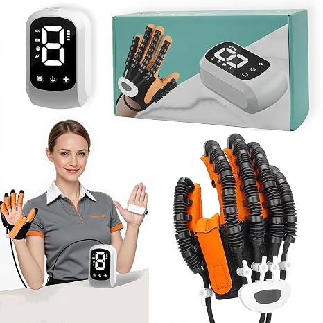 Rehabilitation Gloves, Robot Hand, Finger Rehabilitation Glove for Hand Exerciser, Trainer Robot Glove, Robotic Gloves for Stroke Hemiplegia Fingers Strength Training Device (Left - XL)