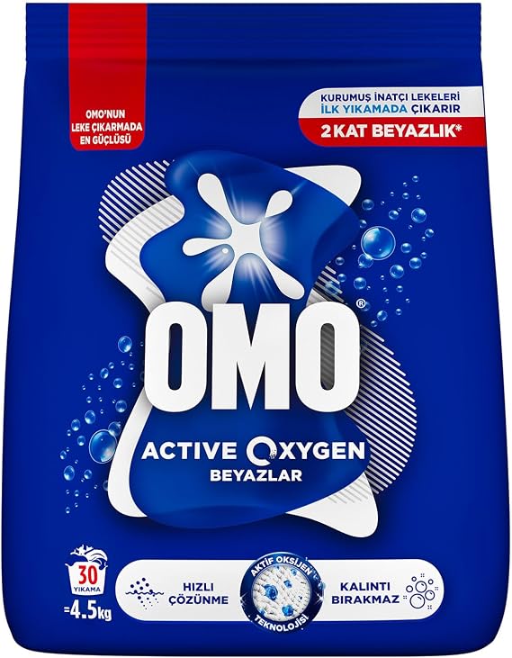 Omo Active Oxygen Toz Çamaşır Deterjanı Beyazlar için, 4.5 Kg