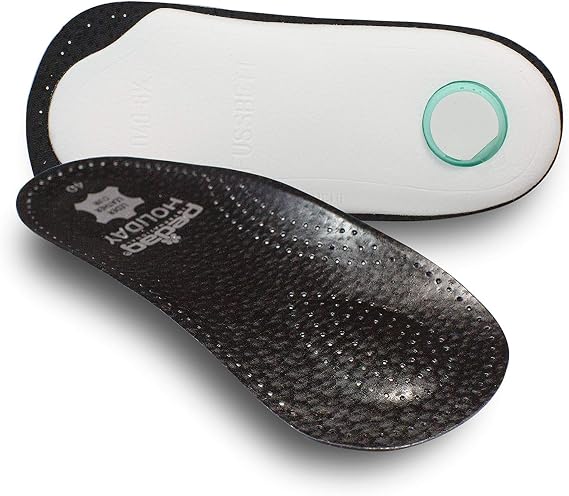 Pedag Holiday | 3/4 Length Sheepskin Orthotic Inserts | Handmade in Germany | Arch Support | Metatarsal Pad | Heel Cushion | Fits Low Profile Tight Shoes | Black | 1 Pair | US Women 5 / EU 35