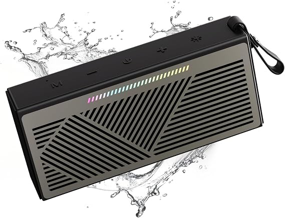 Bluetooth Speaker, Portable Wireless Bluetooth Speakers with HD Sound, IPX5 Waterproof Speaker with RGB LED Lights, Bluetooth5.3, TWS Pairing, Long Playtime, for Home/Party/Outdoor/Beach/Bathroom