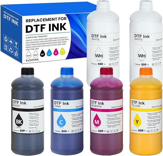 DTF Ink 500ML Remanufactured for ET-8550 L1800 R2400 6-Pack