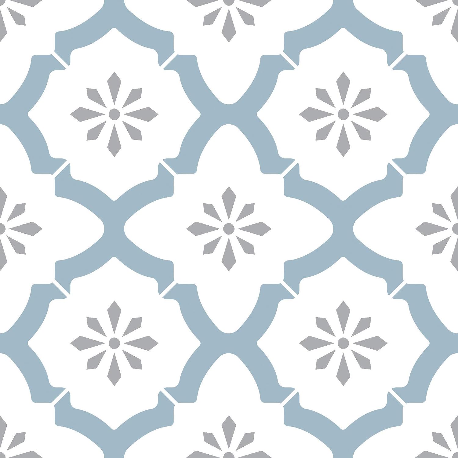 WallPops FP2943 Alfama Peel & Stick Floor Tiles, Multi-Colour, 12 x 12 inches