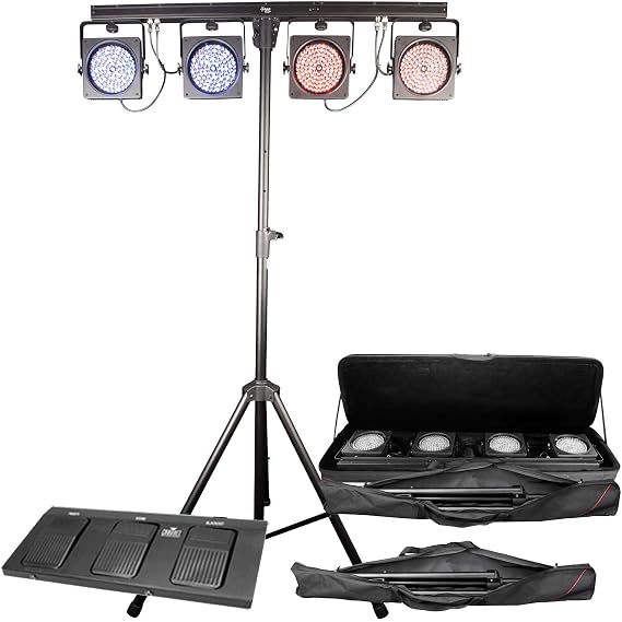 CHAUVET DJ 4Bar ILS LED Wash Light System | 15-Channel DMX-512 RGB Control, 4 Adjustable PAR Heads | Tripod Stand, Wireless Foot Switch & Carry Bags Included | D-Fi USB Compatible