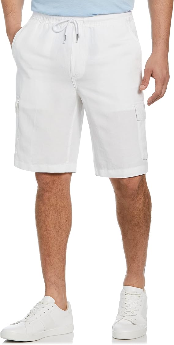 Cubavera Men's 10 Inch Linen-Blend Pull-on Drawstring Cargo Short