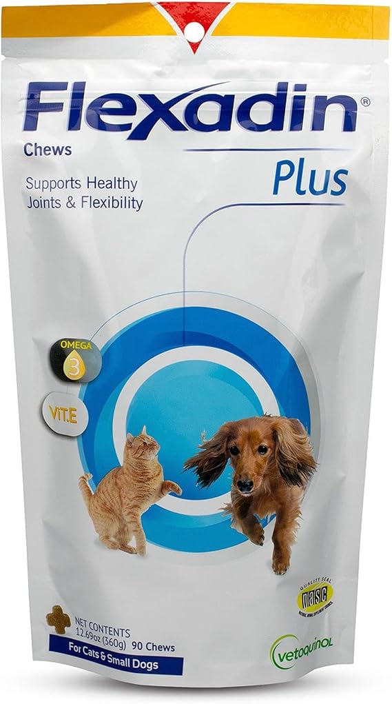 Vetoquinol Flexadin Plus, Hip & Joint Chews for Small Dogs & Cats, 90 Chews