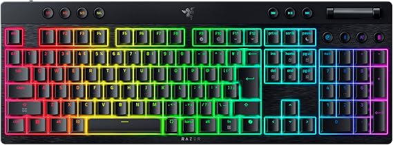 Razer BlackWidow V4 Low-profile HyperSpeed JP Orange Tactile Switch Gaming Keyboard, Wireless, Thin Orange, Tactile Switch, 2.4 GHz, Bluetooth, Ultra Thin, 0.7 inches 18.5 mm, Aluminum Top Case, Multi-Function Roller, 11 Control Buttons, Japanese Layout