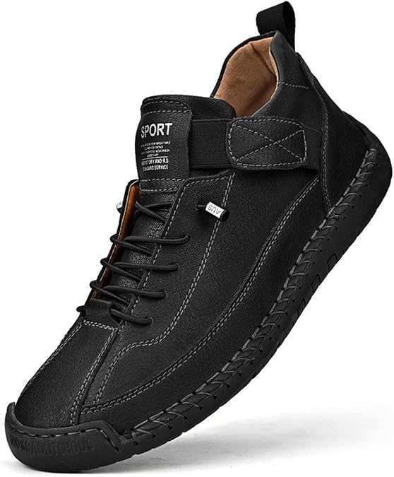 Women's Handmade Leather Orthopedic Comfy Shoes, Unsex Casual Walking Loafers with Wide Toe Box for Everyday Hiking and Driving, New Adjustable Lightweight Boots