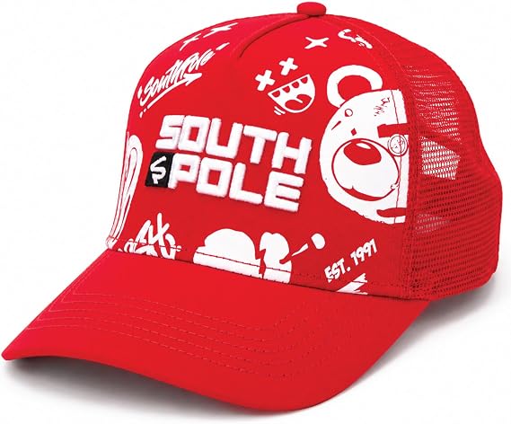 Southpole Mens Trucker Hat, Mesh Back, Curved Brim, Snapback