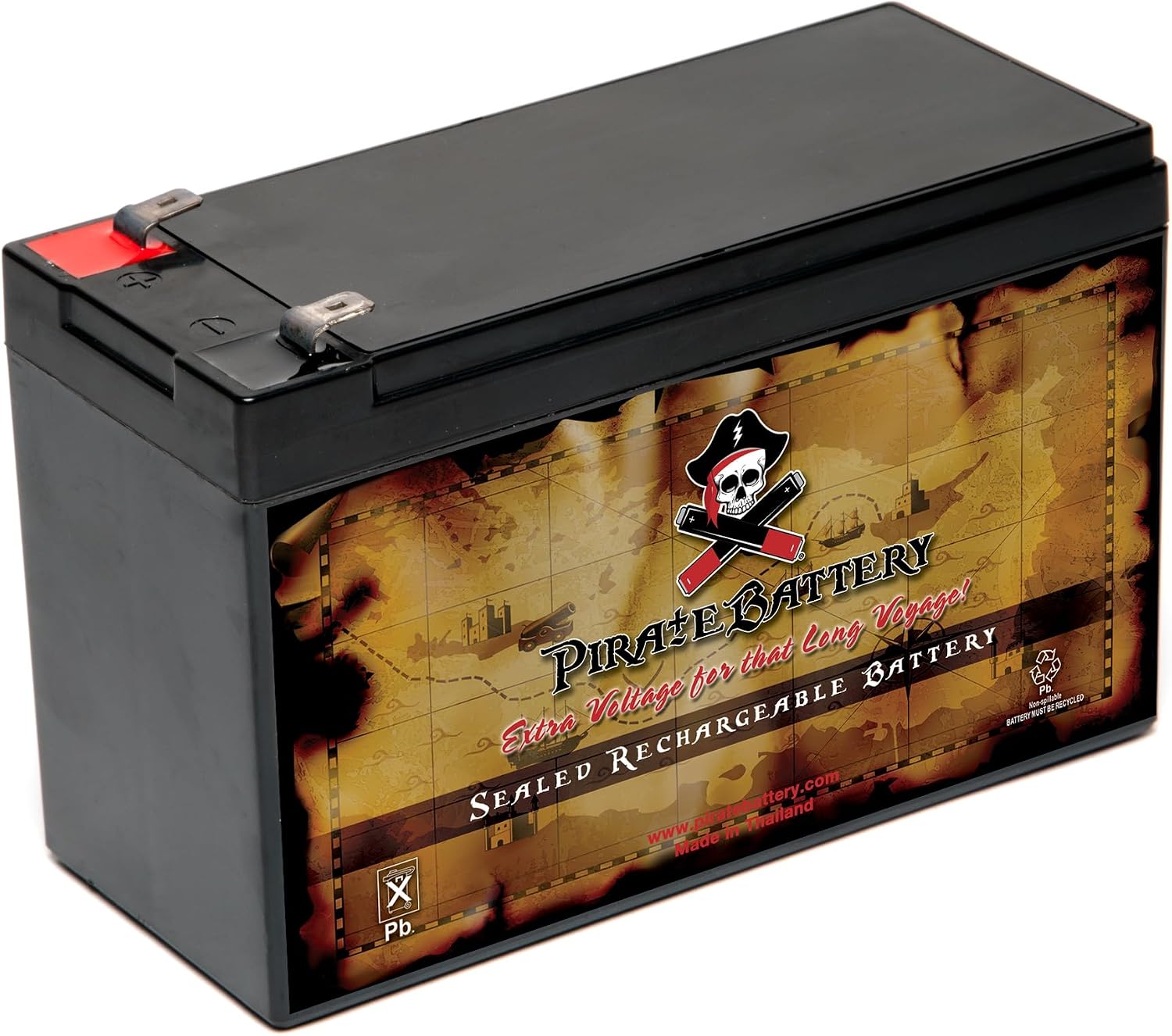 Pirate Battery 12V 9AH Maintenance-Free Battery for Alarm Systems, Scooters, Toys, Emergency Lights, and More - Spade F2 Terminal