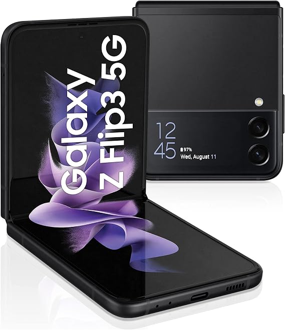 Samsung Galaxy Z Flip3 5G (128GB, 8GB) 6.7" AMOLED, Snapdragon 888, Android 14, 5G Volte (Fully Unlocked for AT&T, Verizon, T-Mobile, Global) F711U (Fast Wireless Charger Bundle, Phantom Black)