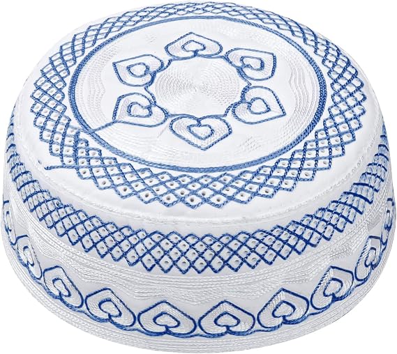 JIAHG Mens Breathable Muslim Prayer Kufi Skull Cap Embroidery Islam Kufi Headware Takke Praying Beanie Hat Kofia Topi Hat