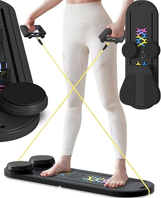Pilates Board & Reformer Machine Set - Foldable Home Pilates Equipment, 6-in-1 Multifunctional Pilates Sliding Board for WomenMen, Portable Pilates Reformers Workout Machine 2025 Pro Version
