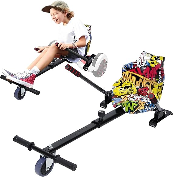 Hoverboard Seat Attachment 265lbs Capacity, 27" to 39" Adjustable Length Hover Board Go Kart Accessory w/Comfortable&Sturdy Seat,Go Cart Compatible with 6.5" 8" 10" Hoverboard,Kids Adults