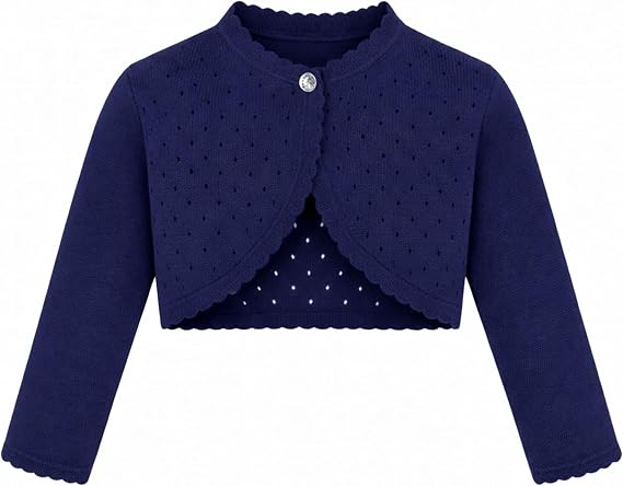 Lilax Little Girls' Knit Long Sleeve One Button Closure Bolero Shrug