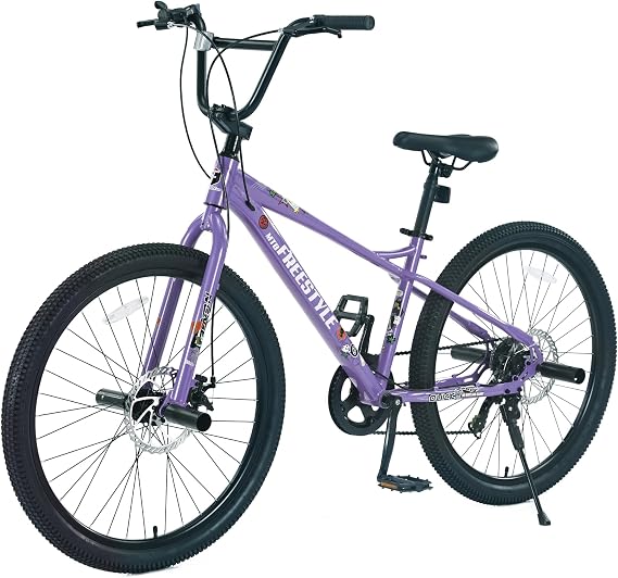 ZUKKA 26 Inch Mountain Bike BMX Handlebar Bicycle 7 Speed Kids Bike with 4 Pegs Dual Disc Brake for Kids 12+ Years Old Multiple Colors