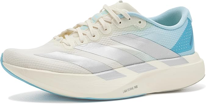 adidas, Women's, Adizero Evo Sl, Off White/Silver Metallic/Icey Blue, 8.5, Medium