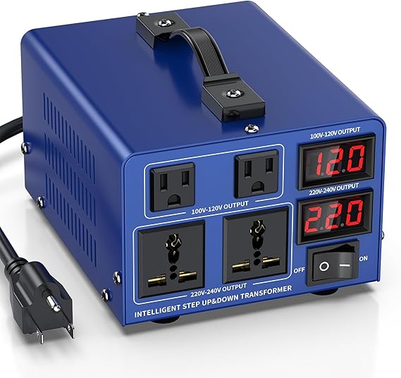 5000 watt Voltage Conversion Transformer Heavy-Duty Step-up/Step-Down AC 110V/120V/220V/240V Power Conversion, with resettable Circuit Breaker Protection, with US Power Cord, LCD Display