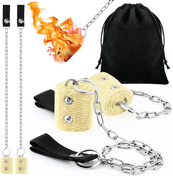 Shimeyao 1 Pair Fire Poi Set for Dancing, Fire Dancing Equipment with Bag
