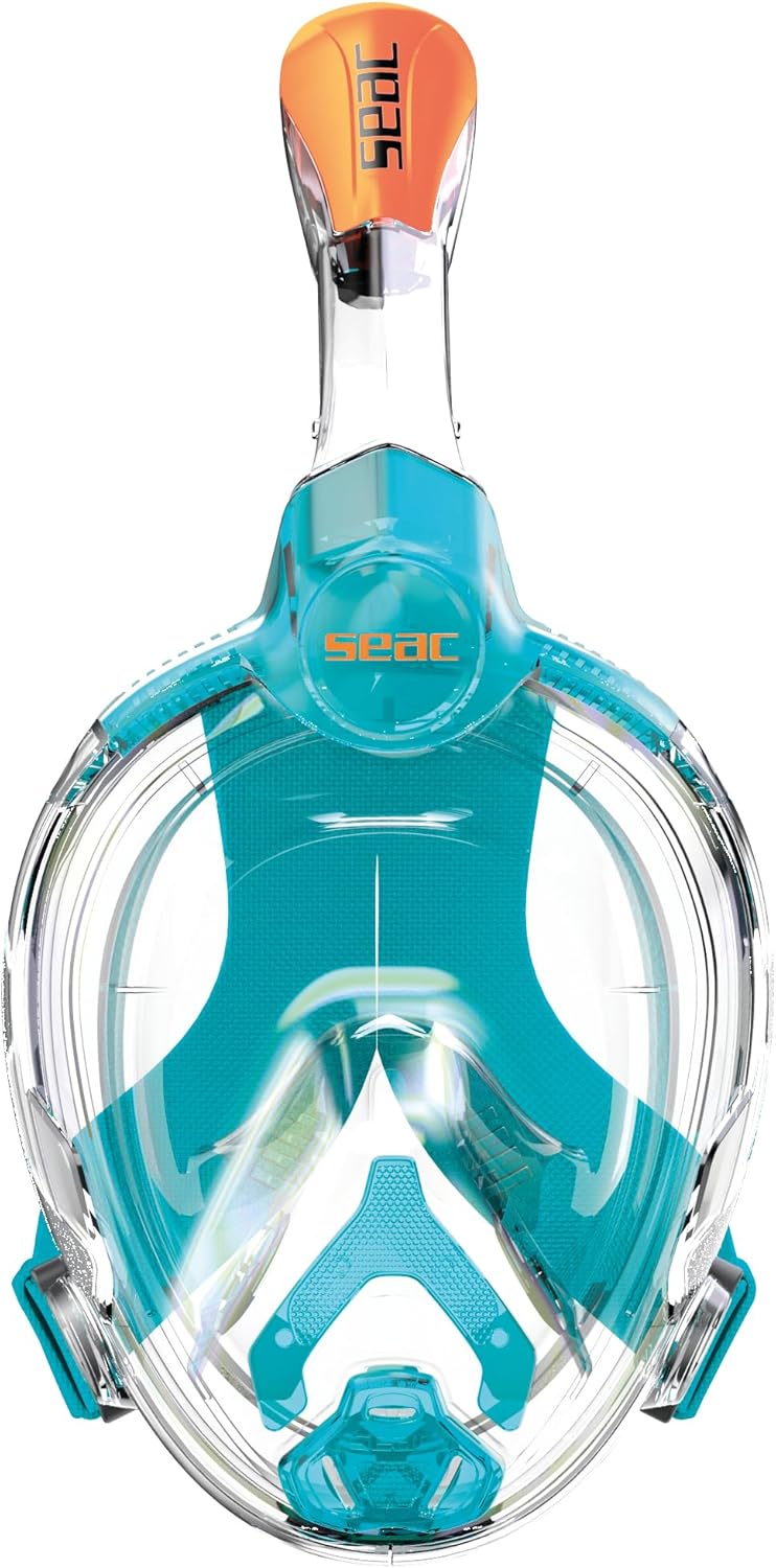 SEAC Amica, Full Face Snorkel Mask for Adults and Kids 6, Phthalate-Free, Hypoallergenic Polymer