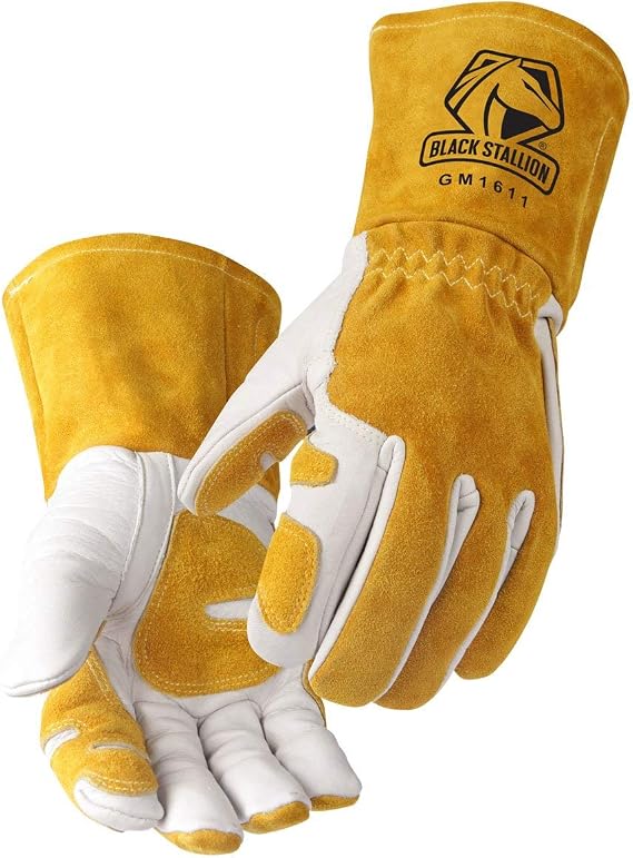 Revco GM1611 Top Grain Leather Cowhide MIG Welding Gloves with Reinforced Palm & Thumb and Index Finger, Seamless Forefinger, 5" Cuff For Extra Protection (Extra Large)