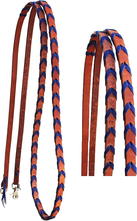 CHALLENGER Horse Western Leather Laced Barrel Contest Reins 6686v