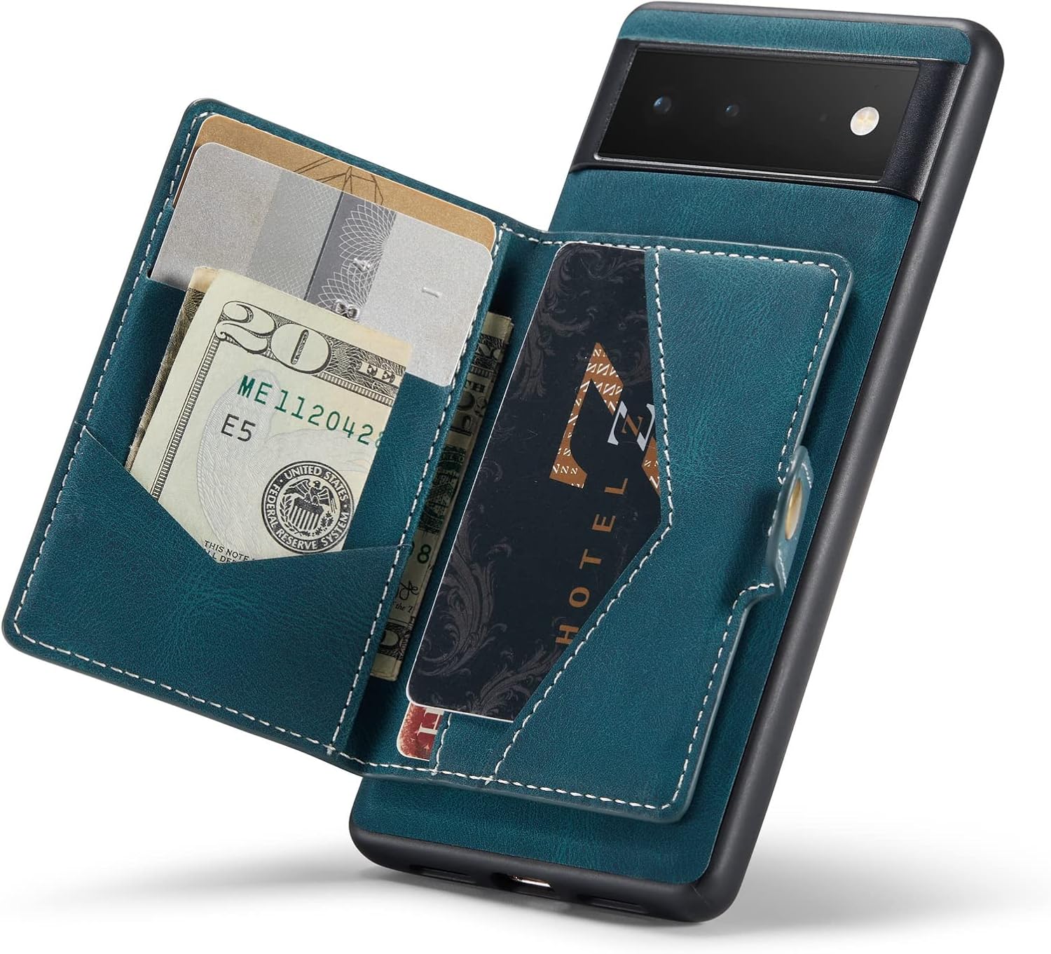 Case for Google Pixel 6, Detachable Magnetic Wallet Credit Card Slot Case Cover Support Wireless Charging Compatible with Google Pixel 6 Blue