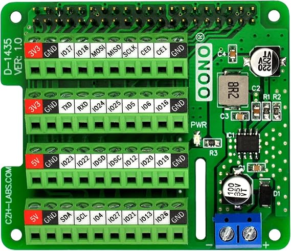 RPi Step-Down DC-DC Converter HAT for Raspberry Pi, with Terminal Block GPIO Breakout