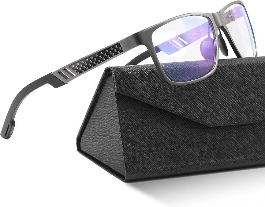 IBOANN Blue Light Glasses for Men - Lightweight Al-Mg Metal, Gaming Computer Blocking Glasses, Eye Protection Anti Eyestrain