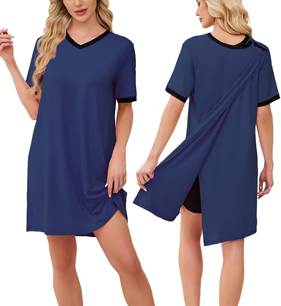 Chunoy Open Back Hospital Gowns for Women Post Shoulder Surgery Dress after Rotator Cuff Tear Away Adaptive Clothing