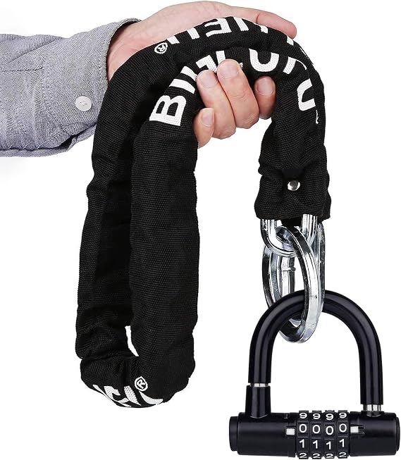 Motorcycle Lock Chain Locks, 120cm/4ft Heavy Duty Long Bike Chain Lock Cut Proof 12mm Thick Chains for Motorcycles, Motorbike, Bike, Generator, Gates, Bicycle, Scooter