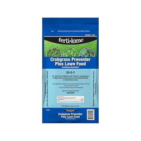 Fertilome (11910) Crabgrass Preventer + Lawn Food 20-0-3, 32 lbs | Dithiopyr + 20-0-3 NPK granules - Pre-emergent crabgrass + broadleaf control - Spring lawn care users