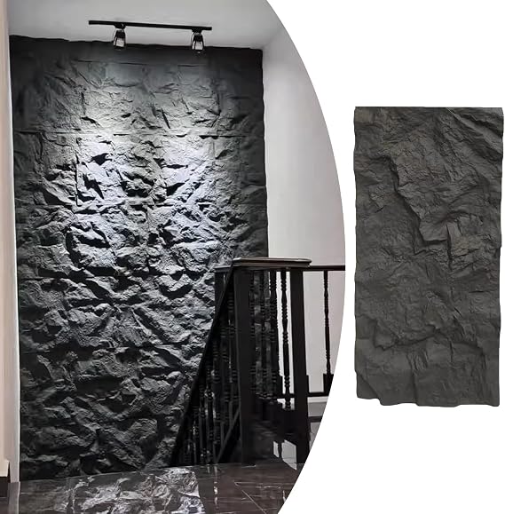 Artificial Stone Wall Panels, 3D Accent Wainscoting, Rock Veneer Cladding for Hallway and Stairs, Decorative Wall Background Panels