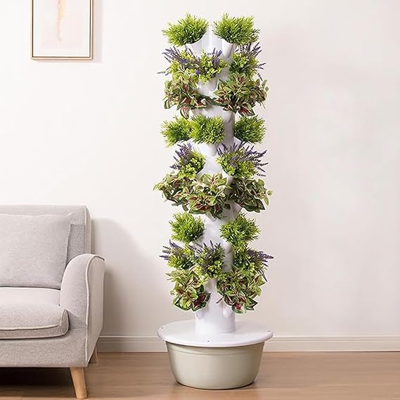 Hydroponics Growing System Tower, Vertical Garden Planter Indoor Smart Garden Kit, Hydroponics Growing System Kit, Tower with Pump and Movable Water Tank,9 Layer