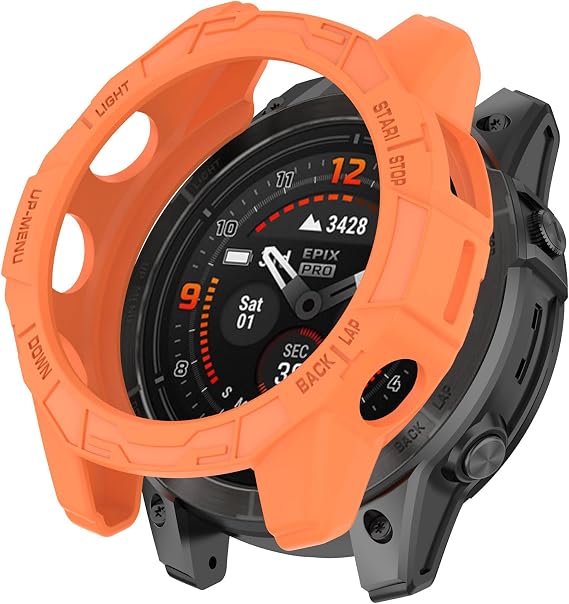 Fit for Garmin EPIX Pro 51MM Case Cover, Scratch-Resistant Soft Durable TPU Clear Protective Cover Bumper Frame Protector Case Accessories for Garmin Fenix 7X/Fenix 7X Pro Smartwatch (Orange)
