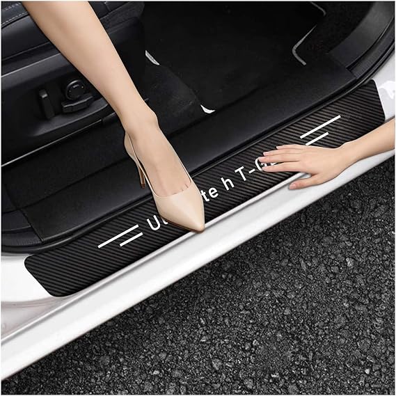 Car Door Sill Protector-4pcs Compatible with Hyundai TUCSON Ultimate h T-GDiDoor Sill Protector With Logo Carbon Fiber/Scratch-Resistant