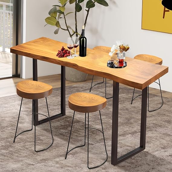Bar Table,Bar Height Pub Table with Sturdy Metal Frame,Narrow High Top Table,Rectangular High Top Kitchen & Dining Counter Tables for Bar Pub,Dining Room,Small Space,Narrow Space (55.12in)