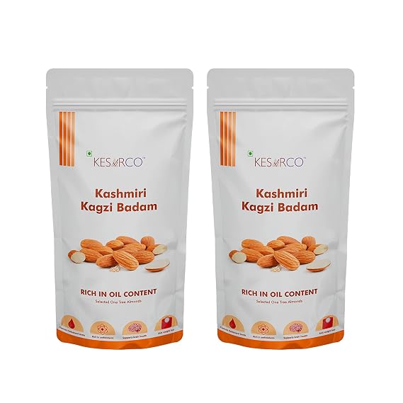 KESARCO Pure Kashmiri Kagzi Badam, Natural, Authentic Almonds, Rich In Oil Content .(400 Gm)
