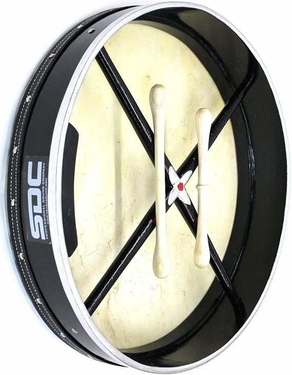 BLACK BODHRAN DRUM Irish Celtic 18 Inch 2 Tipper