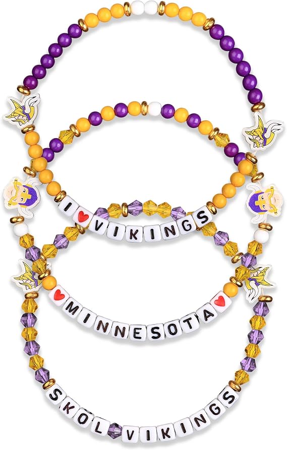 FOCO Minnesota Vikings NFL 3 Pack Team Friendship Bracelet